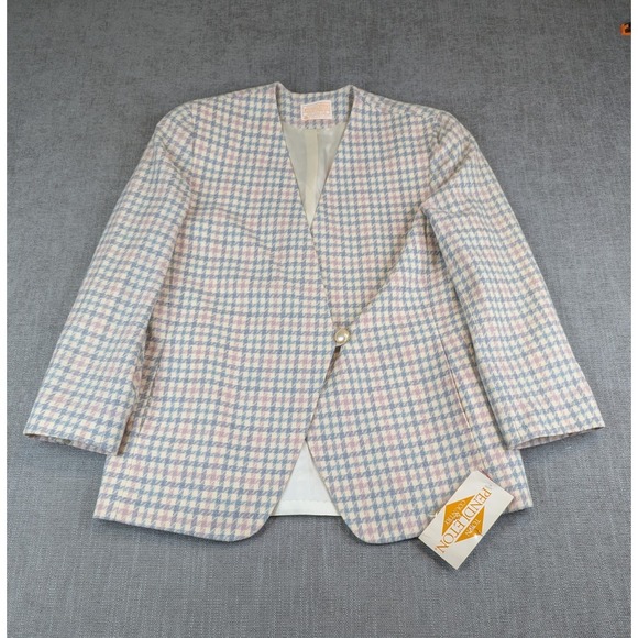 NWT Pendelton Blazer Womens 16 Plus Houndstooth Virgin Wool Made USA Vintage - Picture 2 of 9
